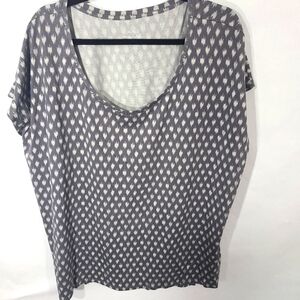 Purejill Printed Artsy Poncho Women's Size XL Blouse Shirt Top Gray White‎
